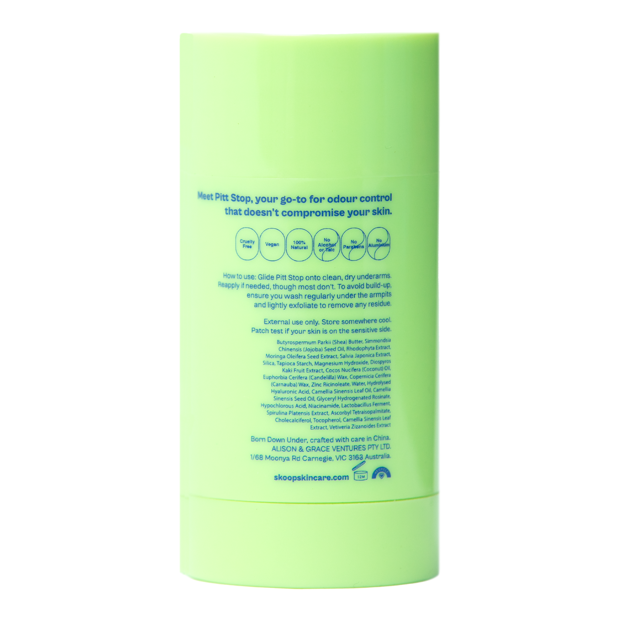 Pitt Stop, Natural Deodorant, Green Tea and Vetiver
